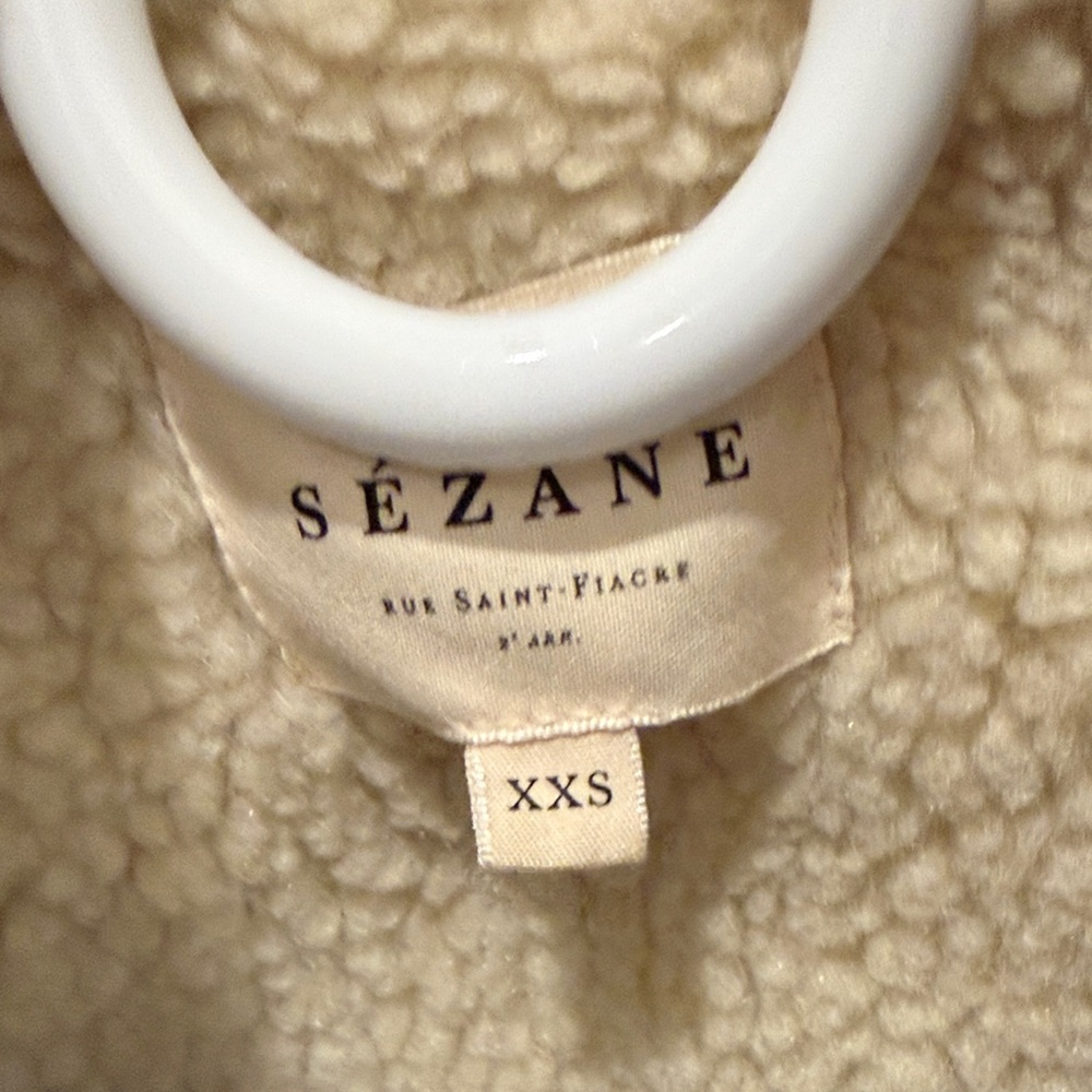 Sézane Will Vintage Blue Corduroy Jacket with Sherpa Collar - Picture 2 of 2